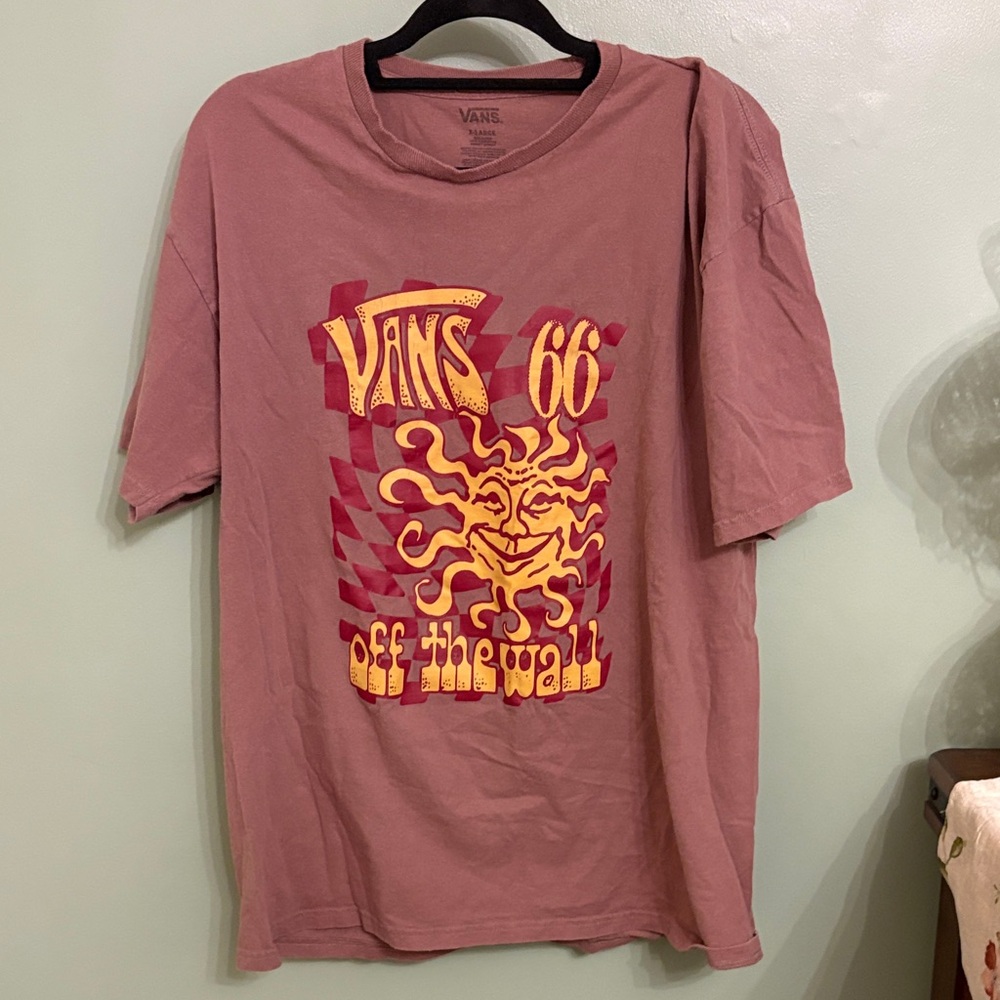 Vans Off The Wall Sun Graphic T-Shirt Men’s XL Pink Skate Streetwear Tee